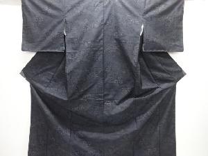 雲に寺院草花模様織出し本場泥大島紬着物アンサンブル